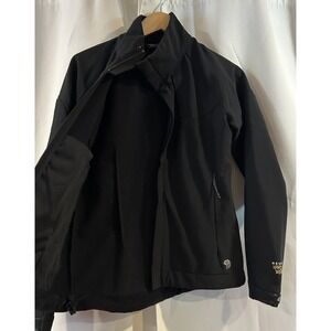 Mountain Hardwear Jacket Womens Small Full Zip Softshell Black Fleece Lined‎